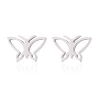 1 Pair Retro Butterfly Titanium Steel Plating Hollow Out Ear Studs main image 5