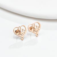 1 Pair Simple Style Geometric Letter Heart Shape Stainless Steel Plating Ear Studs sku image 23