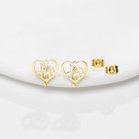 1 Pair Simple Style Geometric Letter Heart Shape Stainless Steel Plating Ear Studs sku image 22