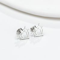 1 Pair Simple Style Geometric Letter Heart Shape Stainless Steel Plating Ear Studs sku image 9