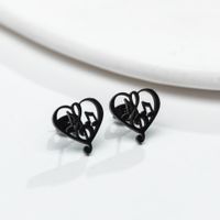 1 Pair Simple Style Geometric Letter Heart Shape Stainless Steel Plating Ear Studs sku image 24