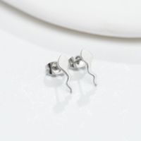 1 Pair Simple Style Geometric Letter Heart Shape Stainless Steel Plating Ear Studs sku image 6