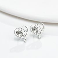 1 Pair Simple Style Geometric Letter Heart Shape Stainless Steel Plating Ear Studs sku image 5