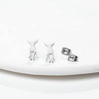Fashion Dog Stainless Steel Plating Ear Studs 1 Pair sku image 1