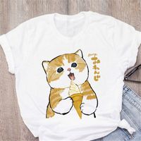 T-shirts De Douille De Short Du T-shirt Des Femmes Imprimant Le Chat Occasionnel De Fruit main image 4