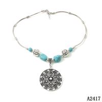 Vintage Style Flower Alloy Plating Turquoise Necklace main image 2