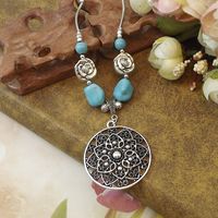 Vintage Style Flower Alloy Plating Turquoise Necklace main image 3