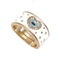 Mode Geometrische Herzform Kupfer Offener Ring Inlay Zirkon Kupfer Ringe sku image 11