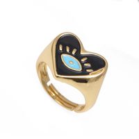 Fashion Geometric Heart Shape Copper Open Ring Inlay Zircon Copper Rings sku image 2
