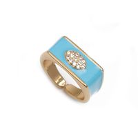 Fashion Geometric Heart Shape Copper Open Ring Inlay Zircon Copper Rings sku image 7