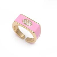 Fashion Geometric Heart Shape Copper Open Ring Inlay Zircon Copper Rings sku image 5