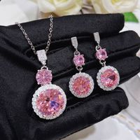 Fashion Geometric Copper Inlay Artificial Gemstones Earrings Necklace main image 1