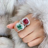 Fashion Heart Shape Copper Inlay Artificial Gemstones Rings Earrings main image 5