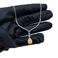Simple Style Water Drop Copper Necklace Metal Artificial Gemstones Copper Necklaces main image 4