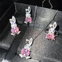 Fashion Rabbit Copper Inlay Artificial Gemstones Rings Earrings Necklace main image 1