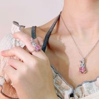 Fashion Rabbit Copper Inlay Artificial Gemstones Rings Earrings Necklace main image 3