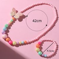 Cute Butterfly Resin Beaded No Inlaid Bracelets Necklace 2 Piece Set main image 5