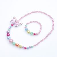 Cute Butterfly Resin Beaded No Inlaid Bracelets Necklace 2 Piece Set main image 3