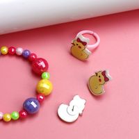 Cute Duck Resin Beaded No Inlaid Rings Bracelets Earrings 3 Piece Set main image 3