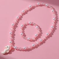 Cute Hippocampus Resin Beaded No Inlaid Bracelets Necklace 2 Pieces main image 1