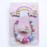 Süß Regenbogen Harz Perlen Keine Intarsien Ringe Armbänder Ohrringe 3-teiliges Set main image 5