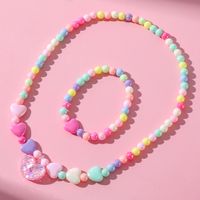Süß Herzform Harz Perlen Keine Intarsien Frau Armbänder Halskette main image 1