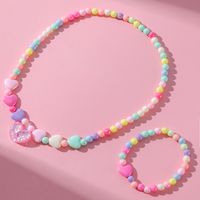 Süß Herzform Harz Perlen Keine Intarsien Frau Armbänder Halskette main image 4