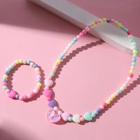 Süß Herzform Harz Perlen Keine Intarsien Frau Armbänder Halskette main image 3