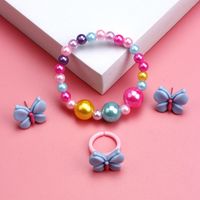 Cute Butterfly Resin Beaded No Inlaid Rings Bracelets Earrings 3 Piece Set main image 4