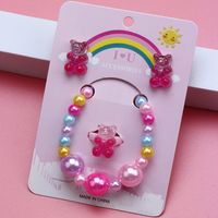 Niedliches Bären Harz Perlen Ohne Eingelegte Ringe Armbänder Ohrringe 3 Stück Set sku image 1