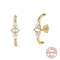 Boucles D'oreilles En Argent Sterling De Fleur De Feuille De Mode Plaquant Des Boucles D'oreilles En Argent 925 De Zircon sku image 1