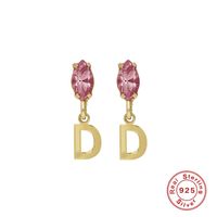 Fashion Letter Sterling Silver Plating Inlay Zircon Drop Earrings 1 Pair sku image 5