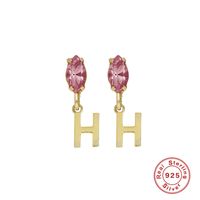Fashion Letter Sterling Silver Plating Inlay Zircon Drop Earrings 1 Pair sku image 9