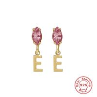 Fashion Letter Sterling Silver Plating Inlay Zircon Drop Earrings 1 Pair sku image 6
