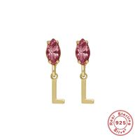 Fashion Letter Sterling Silver Plating Inlay Zircon Drop Earrings 1 Pair sku image 12