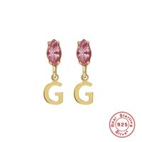 Fashion Letter Sterling Silver Plating Inlay Zircon Drop Earrings 1 Pair sku image 8