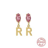 Fashion Letter Sterling Silver Plating Inlay Zircon Drop Earrings 1 Pair sku image 39