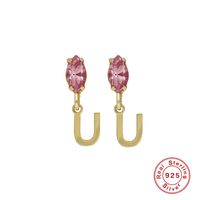 Fashion Letter Sterling Silver Plating Inlay Zircon Drop Earrings 1 Pair sku image 16