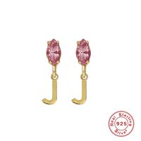 Fashion Letter Sterling Silver Plating Inlay Zircon Drop Earrings 1 Pair sku image 34