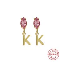 Fashion Letter Sterling Silver Plating Inlay Zircon Drop Earrings 1 Pair sku image 22