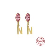 Fashion Letter Sterling Silver Plating Inlay Zircon Drop Earrings 1 Pair sku image 13