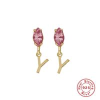 Fashion Letter Sterling Silver Plating Inlay Zircon Drop Earrings 1 Pair sku image 18