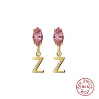 Fashion Letter Sterling Silver Plating Inlay Zircon Drop Earrings 1 Pair sku image 19