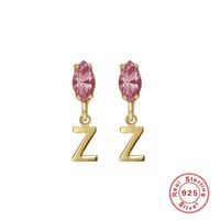 Fashion Letter Sterling Silver Plating Inlay Zircon Drop Earrings 1 Pair sku image 45