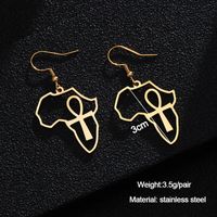 Simple Style Cross Map Plating Stainless Steel None 18K Gold Plated Earrings main image 2