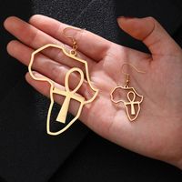 Simple Style Cross Map Plating Stainless Steel None 18K Gold Plated Earrings main image 1