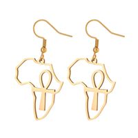 Simple Style Cross Map Plating Stainless Steel None 18K Gold Plated Earrings main image 4
