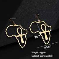 Simple Style Cross Map Plating Stainless Steel None 18K Gold Plated Earrings sku image 4