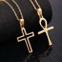 Stainless Steel 18K Gold Plated Fashion Plating Cross None Necklace main image 1