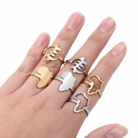 201 Stainless Steel 18K Gold Plated Simple Style Plating Geometric None Open Ring main image 4